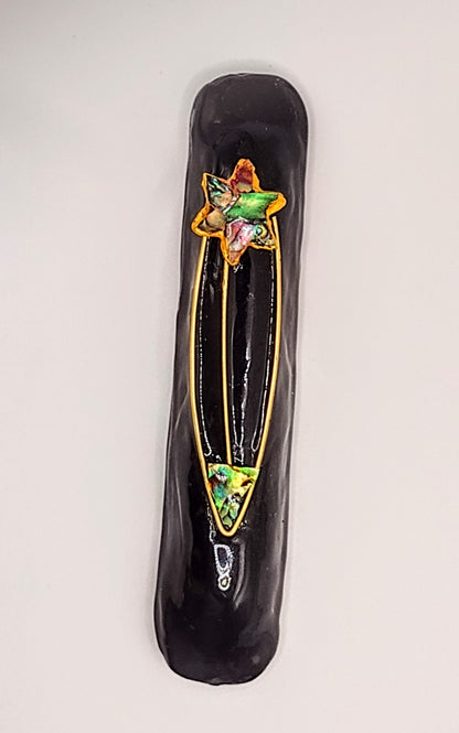 Black Mezuzah with Abalone Star of David by Rachael Gross|4872