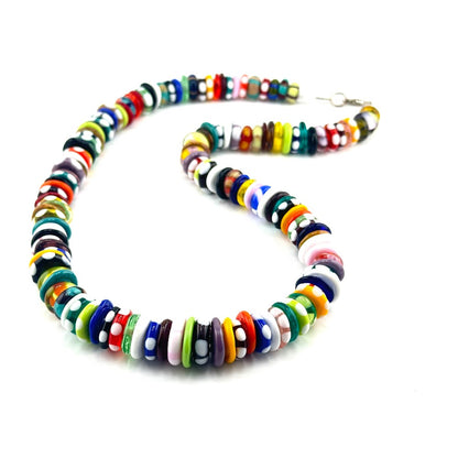 Multicolor Glass Disc necklace - by Terry Nugent|3508