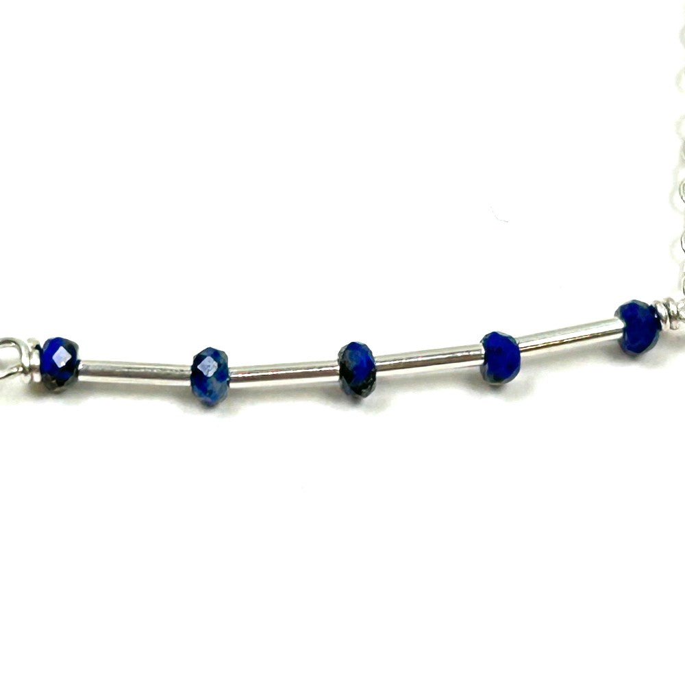 Lapis Lazuli Bar Necklace, Sterling Silver - by Sarita Kamat Designs|5378