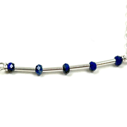 Lapis Lazuli Bar Necklace, Sterling Silver - by Sarita Kamat Designs|5378