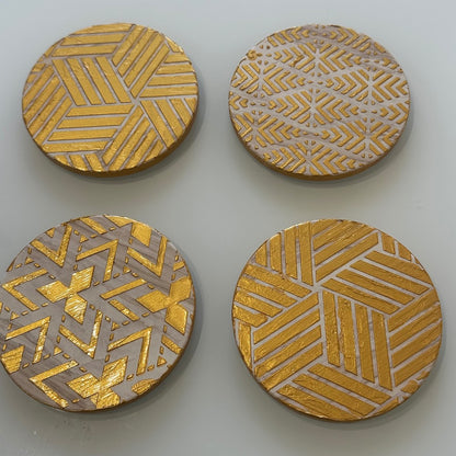 Gold Geometric – Handmade Art Deco Drinkware Coasters - set of 4|4400