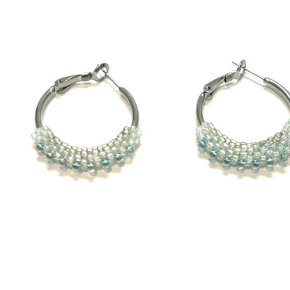 EARRINGS ICE BLUE PT TUBE HOOPS - by Shelby Koester|3787