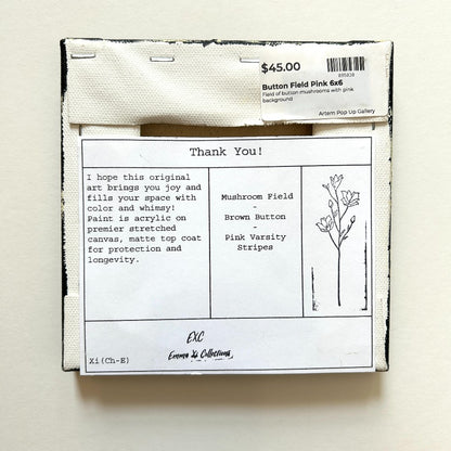 Button Field Pink 6x6 - by Emma Campbell|3910