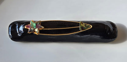 Black Mezuzah with Abalone Star of David by Rachael Gross|4869