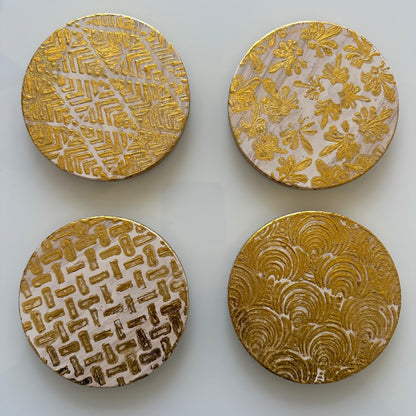 Rustic Lux Beige and Gold Coasters - by Alka Sharma|4192