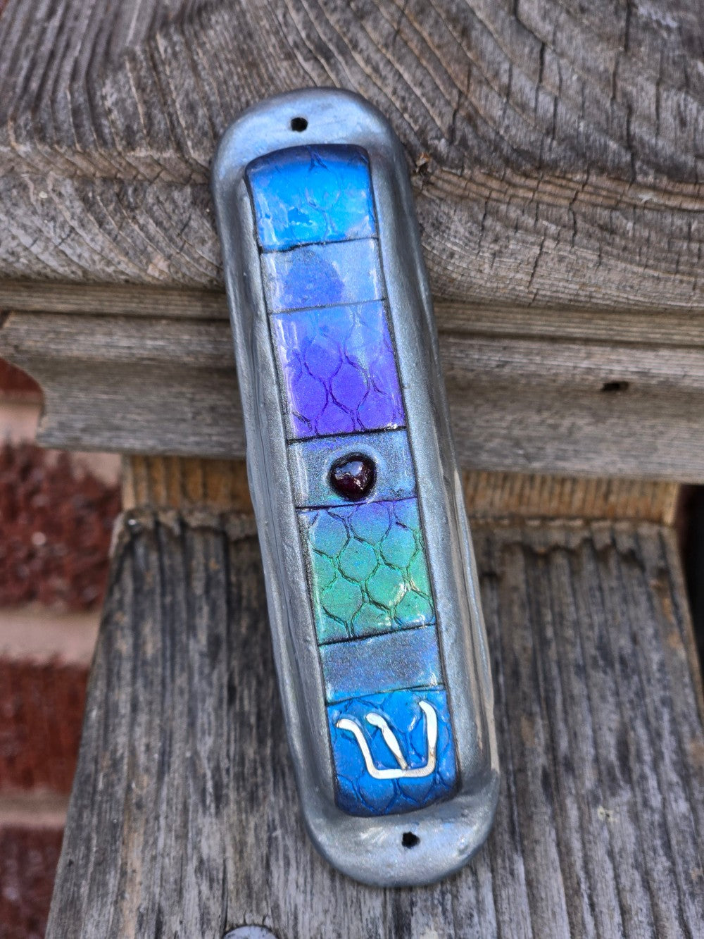 Bargello patterned Mezuzah - by Rachael Gross|4831