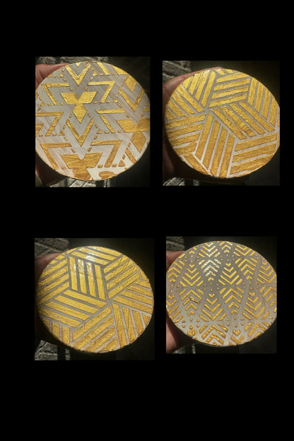 Gold Geometric – Handmade Art Deco Drinkware Coasters - set of 4|4398