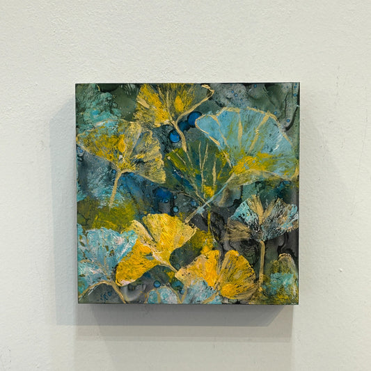 Whispers of the Gingko, Mixed Media PAinting - by Sarita Kamat Designs|5694