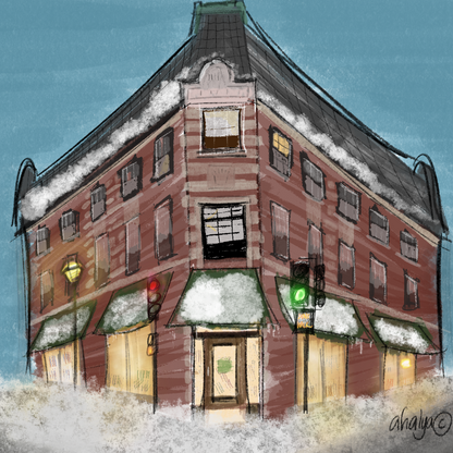 Evanston Brick Building Print (Framed) - by Ahalya Mandana|5337