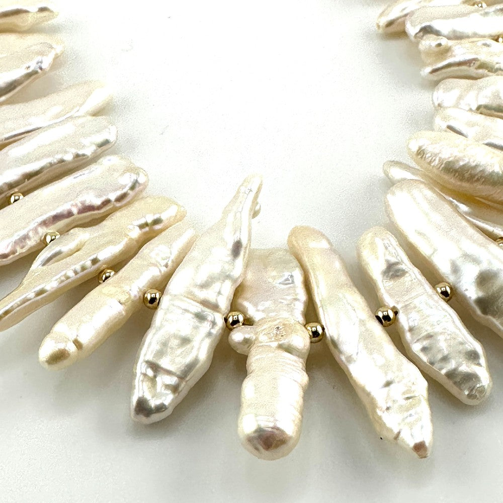 Freshwater Biwa Pearls Necklace 14kgf - by Sarita Kamat|3470