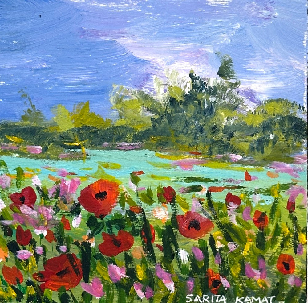 Poppies at the Pond - Sarita Kamat|3406