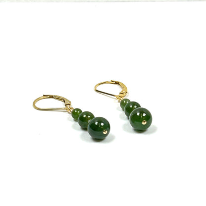 Genuine Russian Jade & 14k Gold-Filled Graduated Drop Earrings - by Sarita Kamat Designs|5709