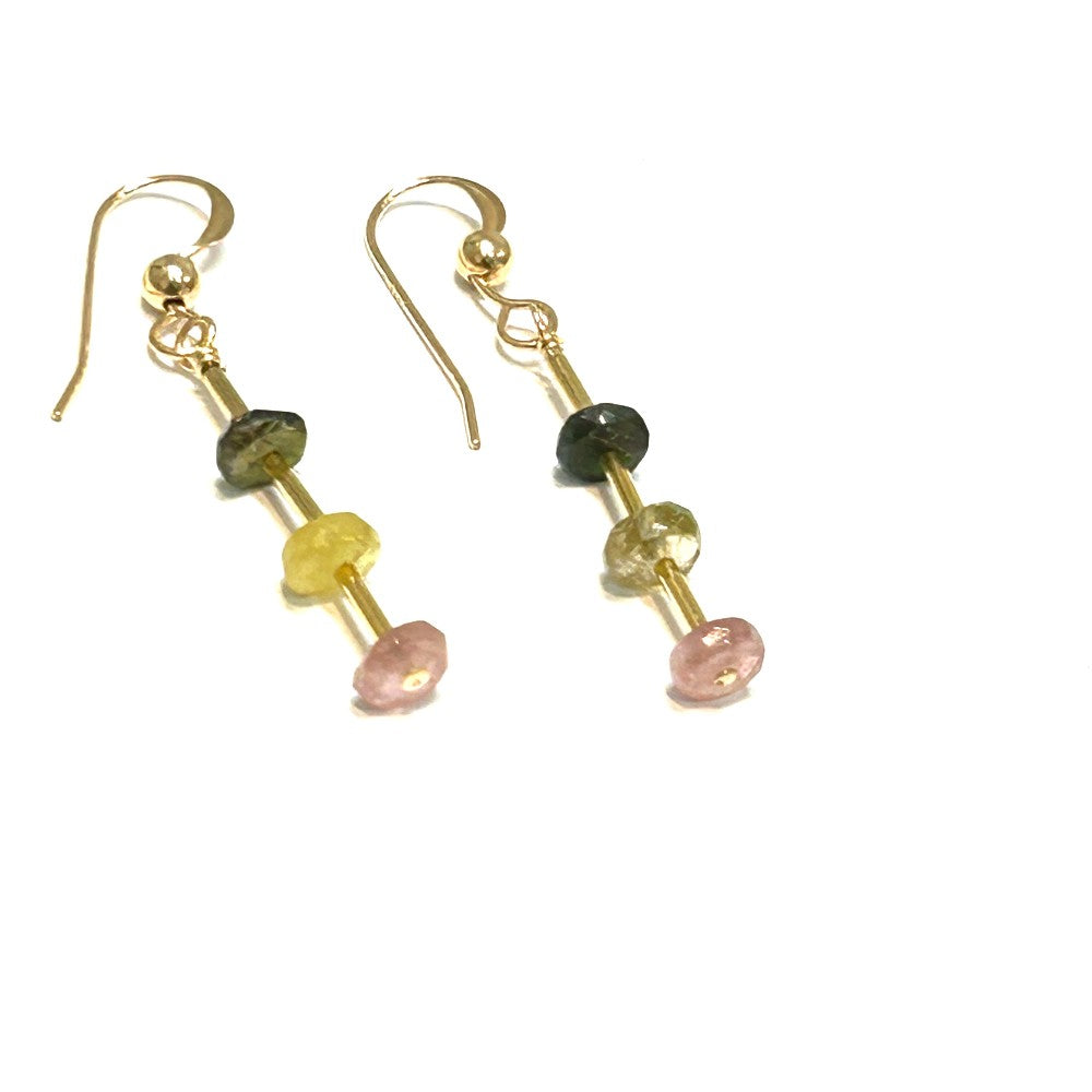 Multicolor  Tourmaline 14kgf Earrings - by Sarita Kamat|3815