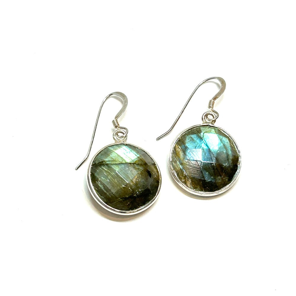 Labradorite Round Earrings SS - by Sarita Kamat|3849