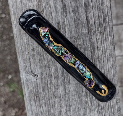 Black Mezuzah with Abalone Shells - by Rachael Gross|4854