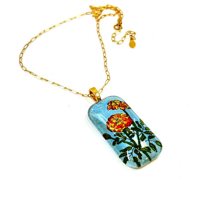 Hand-Painted Floral Necklace 14k Goldfilled - by Sarita Kamat Designs|4922
