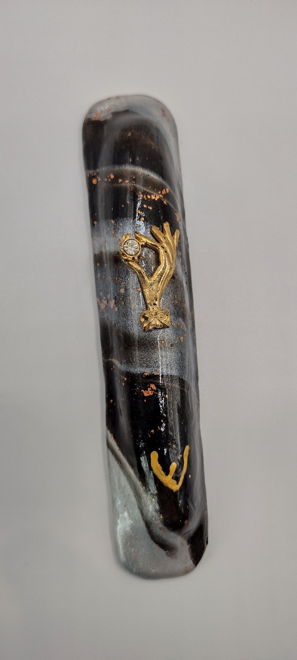 Black, Silver and Gold Mezuzah - by Rachael Gross|4844