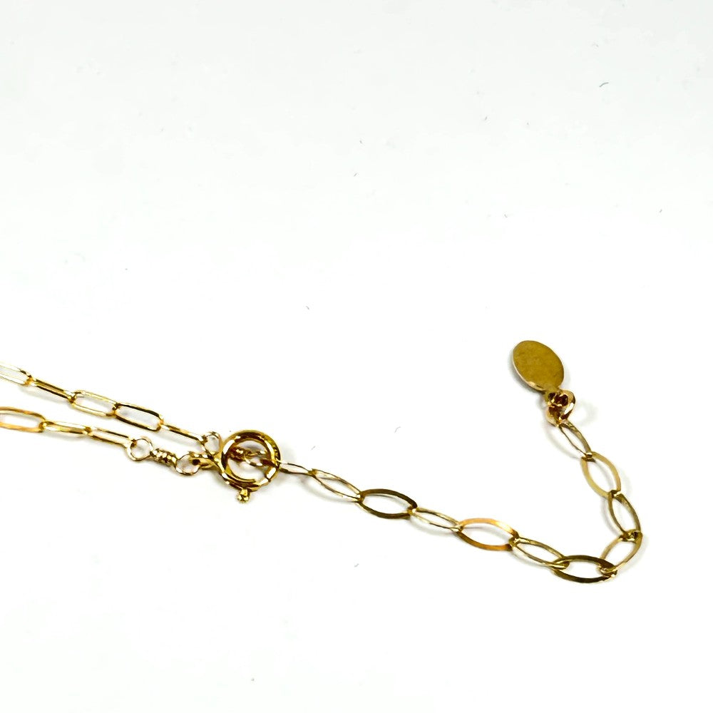 Green Jade & 14k gold filled charms on 14k gold filled paper clip Necklace - Sarita Kamat Designs|4558