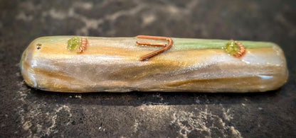 Green and Gold Mezuzah with Peridot - by RAchael Gross|4829