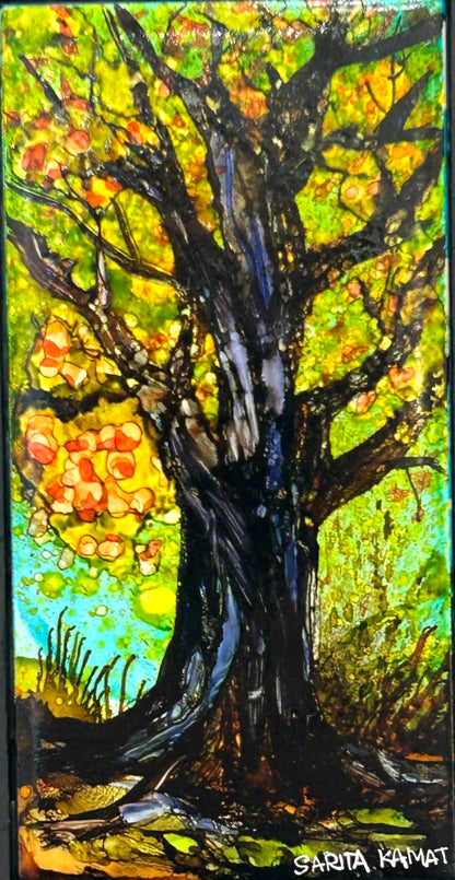 The Enchanted Forest #43 Original Alcohol Ink Forest Painting by Sarita Kamat|5080