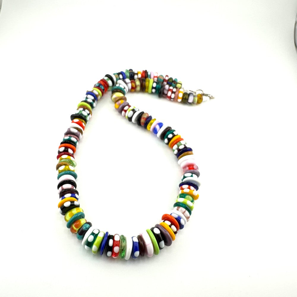 Multicolor Glass Disc necklace - by Terry Nugent|3510