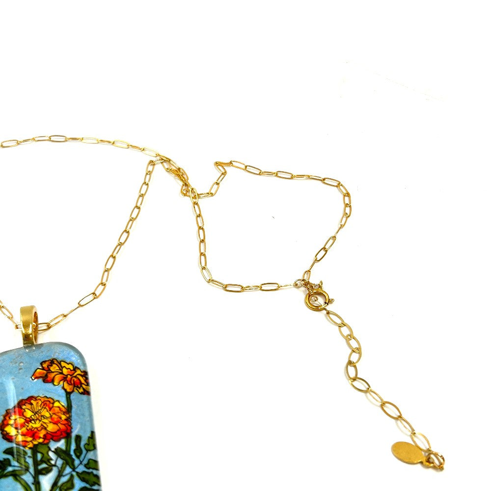 Hand-Painted Floral Necklace 14k Goldfilled - by Sarita Kamat Designs|4923