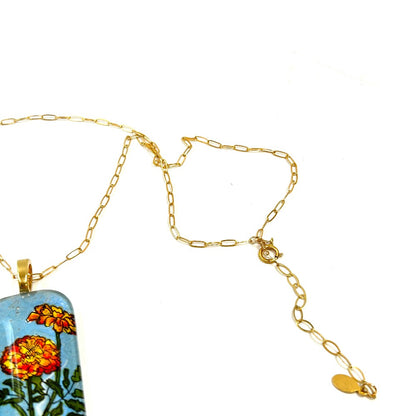 Hand-Painted Floral Necklace 14k Goldfilled - by Sarita Kamat Designs|4923