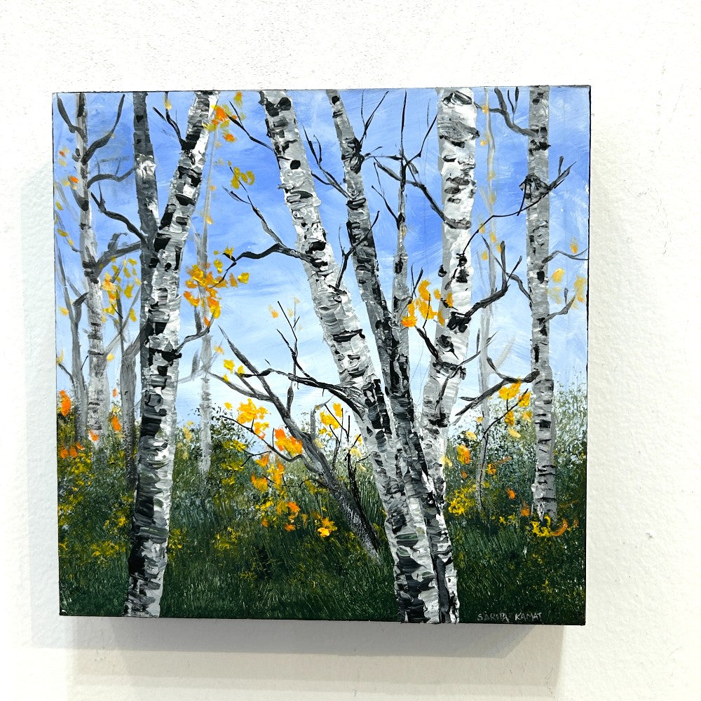 The Birch Forest #42 Golden Leaves  - by Sarita Kamat Designs|5149