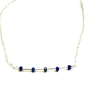 Lapis Lazuli Bar Necklace, Sterling Silver - by Sarita Kamat Designs|5376