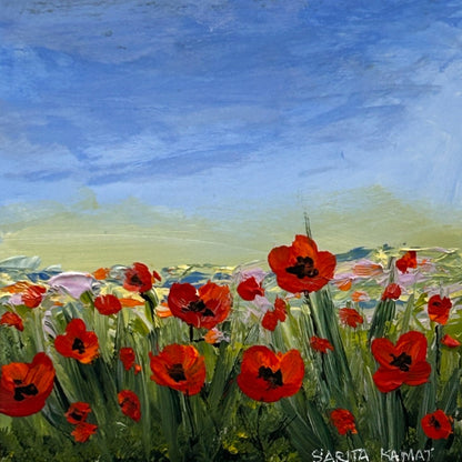 Where Poppies Dance – Original Acrylic Poppy Painting by Sarita Kamat|5532