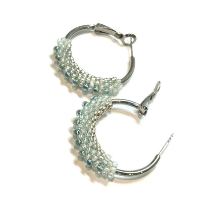 EARRINGS ICE BLUE PT TUBE HOOPS - by Shelby Koester|3790
