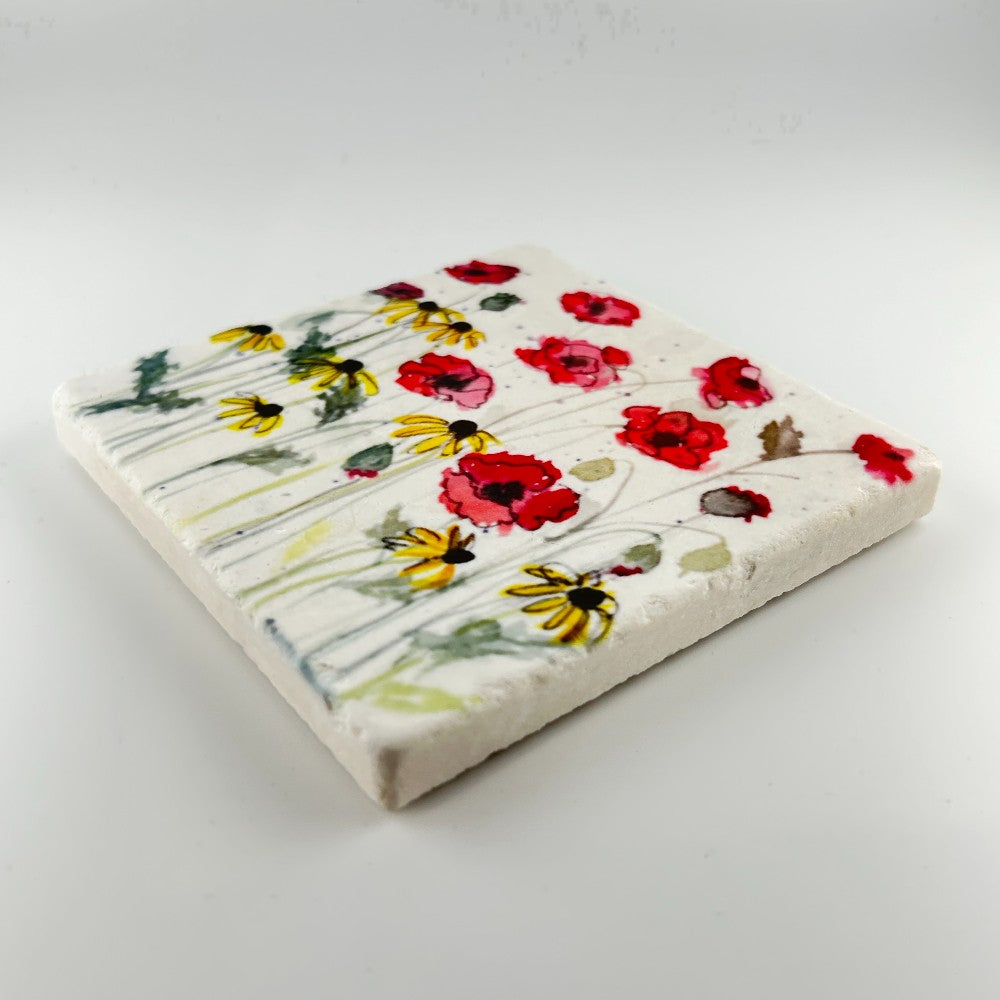 Poppies & Black Eyed Susan Coaster - Printed at Artem|4494
