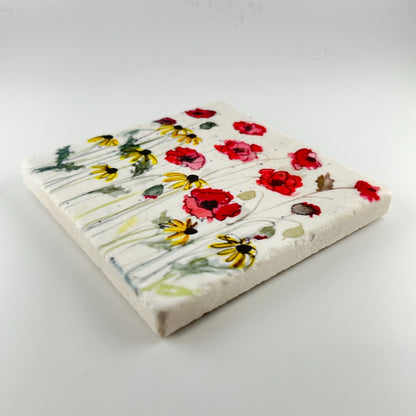 Poppies & Black Eyed Susan Coaster - Printed at Artem|4494