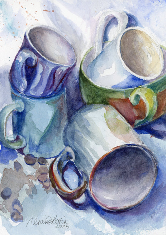 My Cup Falleth Over - Watercolor by Diane Kotin