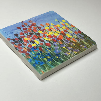 Marble Tile Coaster #3 Tulips