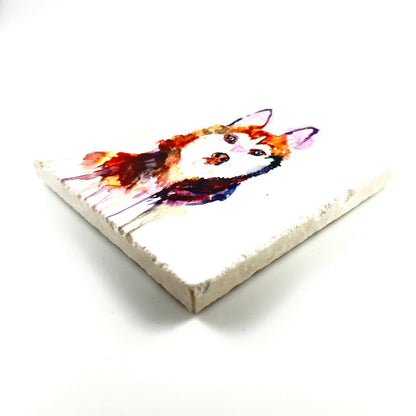 Husky Coaster  Water Color Art- Printed at Artem
