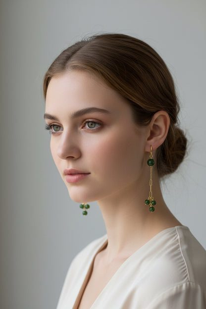 Jade Cascade – Jade and 14k Gold-Filled Earrings - by Sarita Kamat Designs
