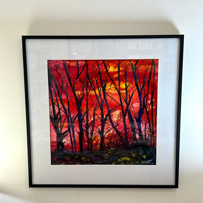 The Enchanted Forest #72Original Alcohol Ink Painting - by Sarita Kamat Designs