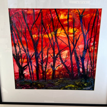 The Enchanted Forest #72Original Alcohol Ink Painting - by Sarita Kamat Designs