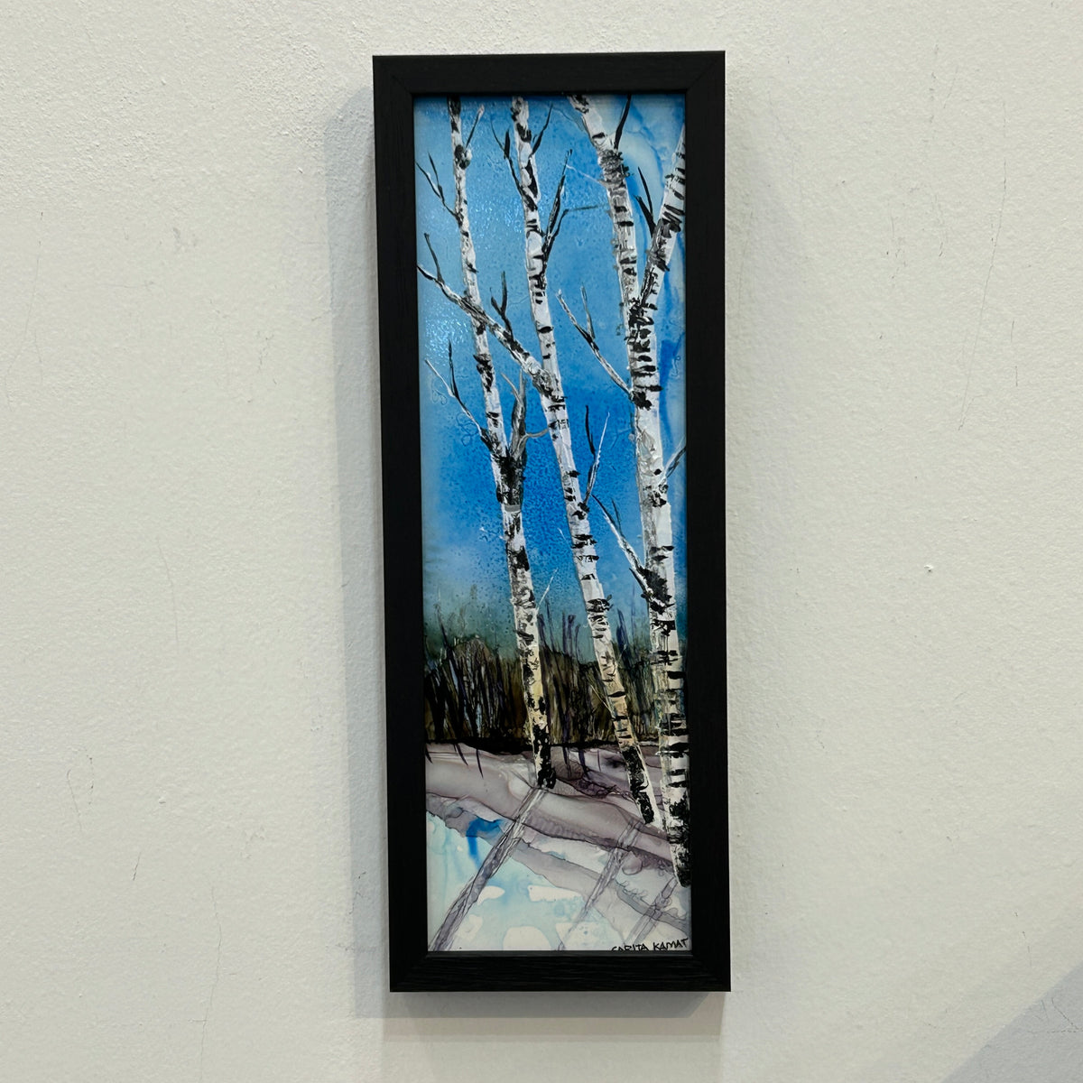 Winter's Quiet Embrace - Original Alcohol Ink - by Sarita Kamat Designs