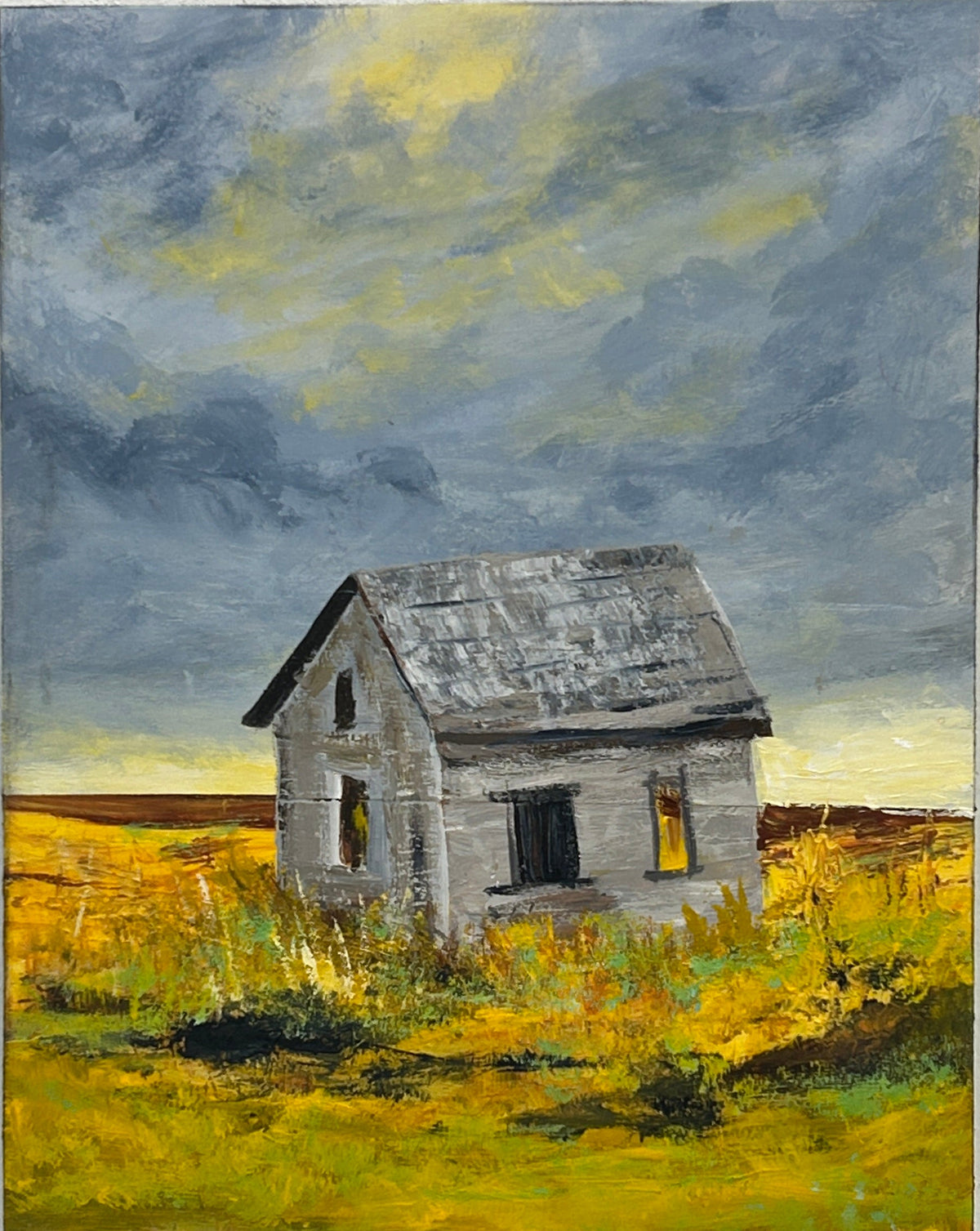 Golden Solitude – Original Acrylic Painting - by Sarita Kamat Designs