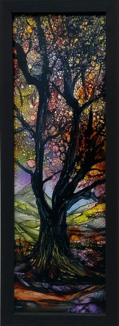 The Enchanted Forest #69 Original Alcohol Ink Forest Painting - by Sarita Kamat Designs
