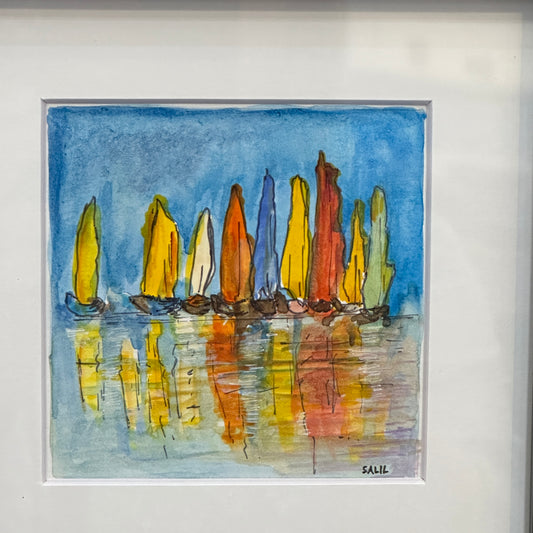 Sailboats - Watercolor - By Salil Kamat