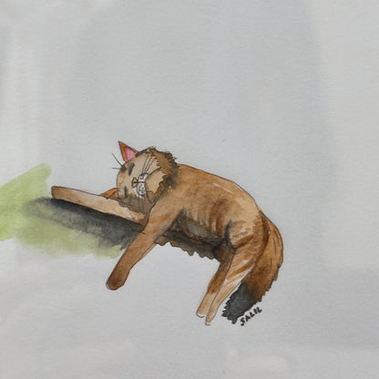 Sleeping Cat - Watercolor - By Salil Kamat