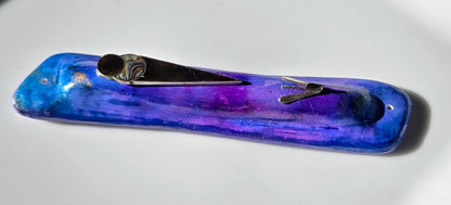 Bluish Purple Mezuzah with Amulet - by Rachael Gross|4851
