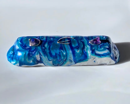 Bluish Green Mezuzah with Amethysts - by Rachael Gross|4817