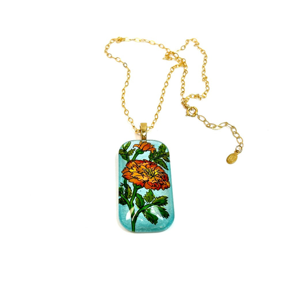 Hand-Painted Marigold Necklace 14k Goldfilled - by Sarita Kamat Designs|4927