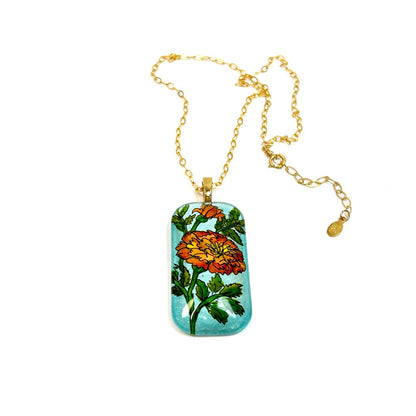 Hand-Painted Marigold Necklace 14k Goldfilled - by Sarita Kamat Designs|4927