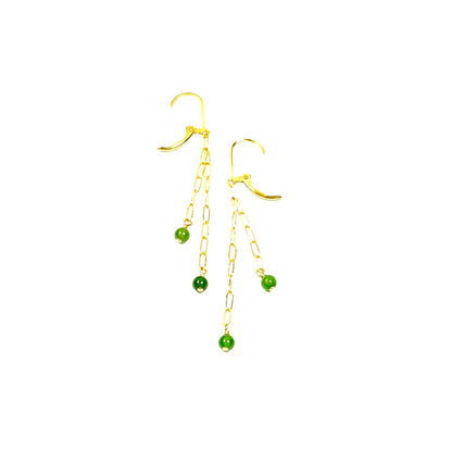 Jade and 14k Gold-Filled Paperclip Chain Earrings|4674