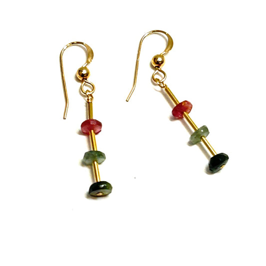 Multicolor  Tourmaline 14kgf Earrings - by Sarita Kamat|3827
